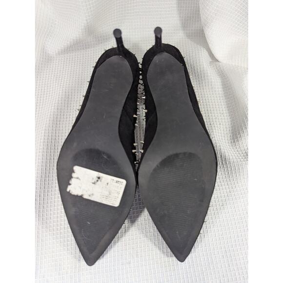 NWOT! STEVE MADDEN! STUNNING BLACK SUEDE LEATHER STUDDED PUMPS, HEELS! SZ 11M - Picture 5 of 8